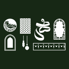 Fototapeta premium Intricate white designs on dark green background isolated on white background, Vector