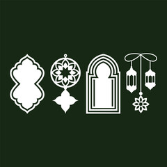 Intricate islamic art designs isolated on white background, Vector