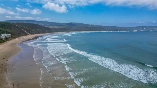 Aerial drone shot of Buffalo bay(Buffelsbaai) beach near Knysna