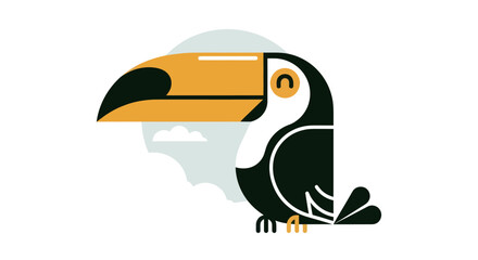 Fototapeta premium Stylized toucan illustration colorful bird on white background
