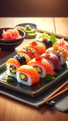 Delicious Sushi Platter - A Culinary Delight of Japanese Cuisine.