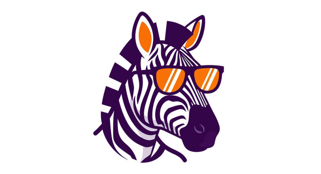 Stylized zebra wearing sunglasses isolated on white background vector
