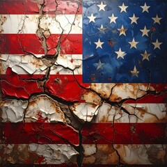 Distressed American Flag - A Symbol of Division and Decay.