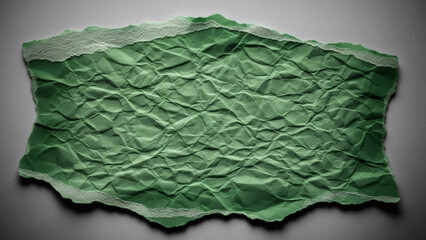 Fototapeta premium Crumpled Green Paper Texture on Gray Background