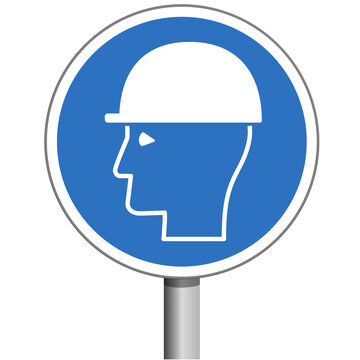 Panneau Obligation du Port du Casque, Signalisation Circulaire pour la S&eacute;curit&eacute; et la Protection de la T&ecirc;te