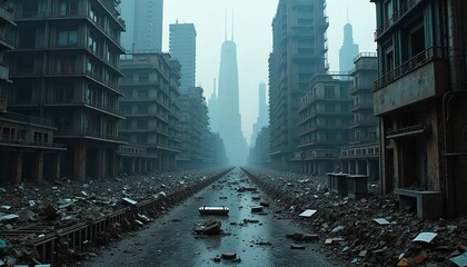Obraz premium Dystopian Abandoned Urban Landscape