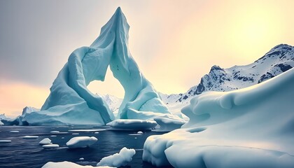 Majestic Iceberg Arch at Sunset