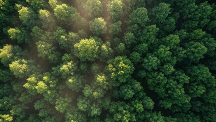 Aerial View Of Lush Green Forest Canopy