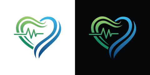 Fototapeta premium love and heart rate logo healthcare and medical design logo