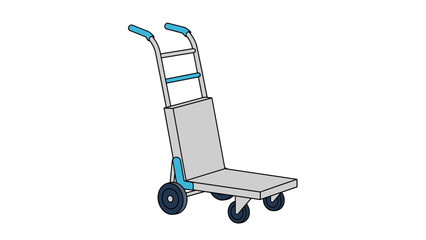 Hand truck trolley with blue accents on white background