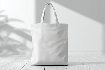 Realistic cotton fabric tote bag mockup isolated on white background studio lighting setup pro
