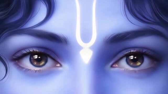 Divine Lord Krishna Opening Eyes, Spiritual Hindu God Portrait, desktop wallpaper, mobile, pc