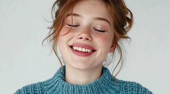 Mulher Feliz Sorrindo Representando Alegria, Bem-Estar, Confian&ccedil;a e Emo&ccedil;&otilde;es Positivas