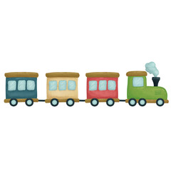 Colorful toy train illustration 