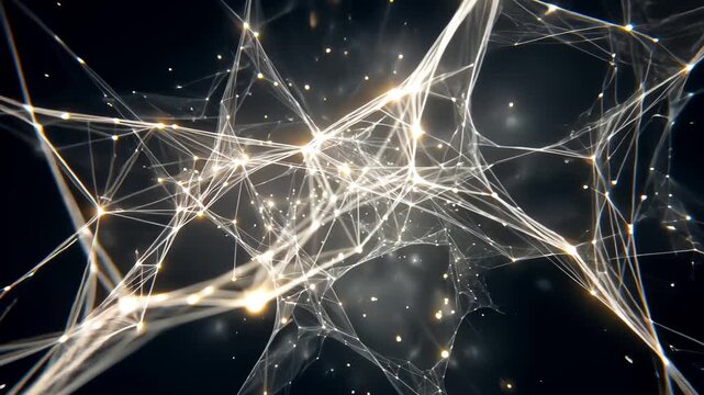 Abstract Network of Glowing Connections: Digital Art Technology Background with Molecular Structure and Neural Network in 3D Illustration 