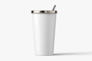 White background plastic tumbler realistic mockup sleek beverage studio photo image closeup hd