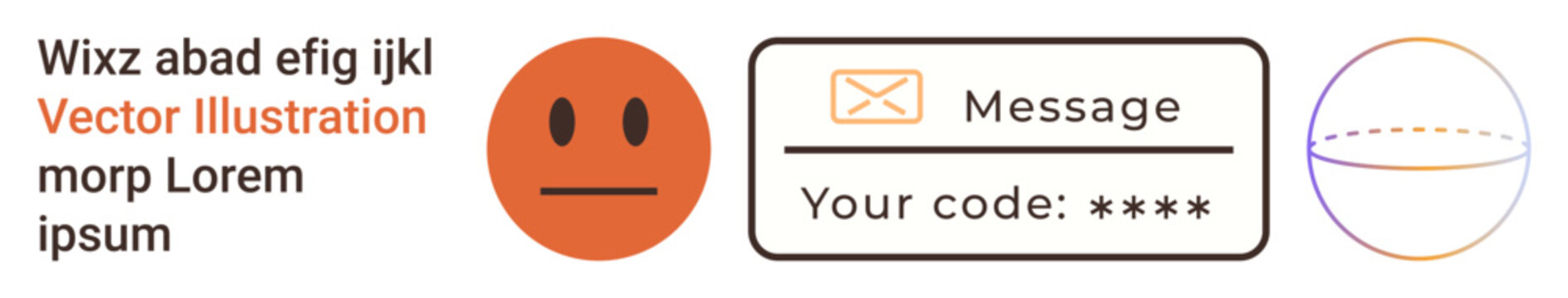 Digital communication, cybersecurity, user authentication, online identity, secure messaging, internet safety. Elements include emotion face, message icon and code input. Cybersecurity and secure