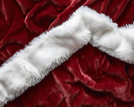The combination of a soft,rich velvet or suede materal and the fluffy white fu trim resembles Santa's sut or other cozy winter andholiday attire