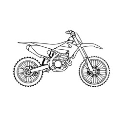 Obraz premium Off Road Motocross Bike Outline Drawing for Coloring or Technical Design