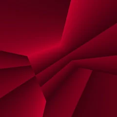 Fototapeten Bordeaux Dynamic 3D geometric landscape with sharp angles and perspective in monochromatic deep red tones.  © Sandra