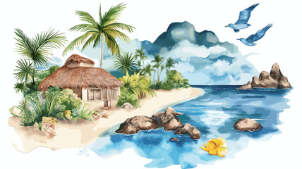 Bonito eco-tourism. Bonito eco-tourism hand drawn watercolor illustration