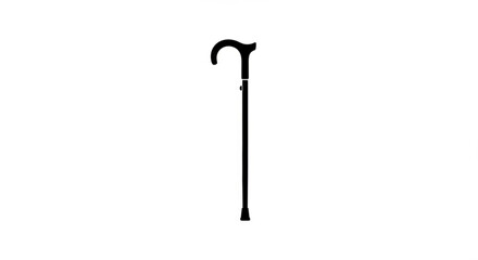 A classic black walking stick with a hook handle