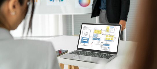 UX UI design process for modish mobile application and website . Creative prototype of wireframe for professional app developer .
