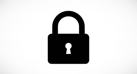 Fototapeta premium A black padlock icon with a white keyhole