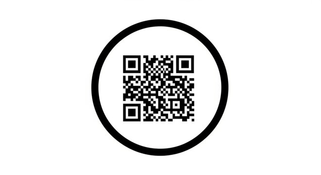 A black qr code in a circle on a for scanning purposes easily