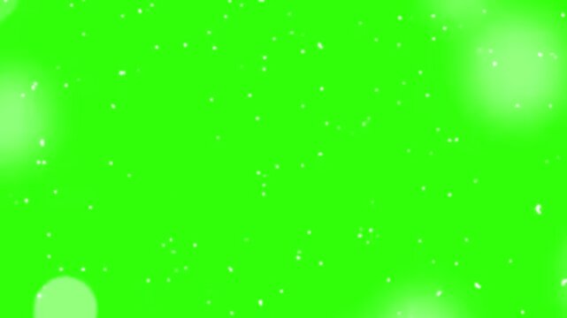 Abstract White Bokeh and Floating Dust Particles Overlay on Green Background, Perfect for use with Screen or Add blending modes in Premiere Pro, After Effects.