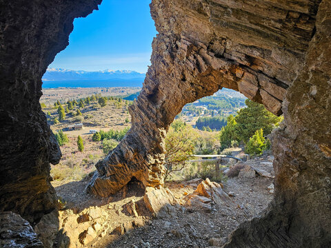 Heart-Shaped Cave Overlooking Lake Nahuel Huapi, Patagonia