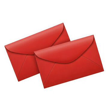 Two red leather envelopes isolated on transparent background