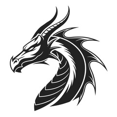Obraz premium dragon head logotype silhouette vector art illustration