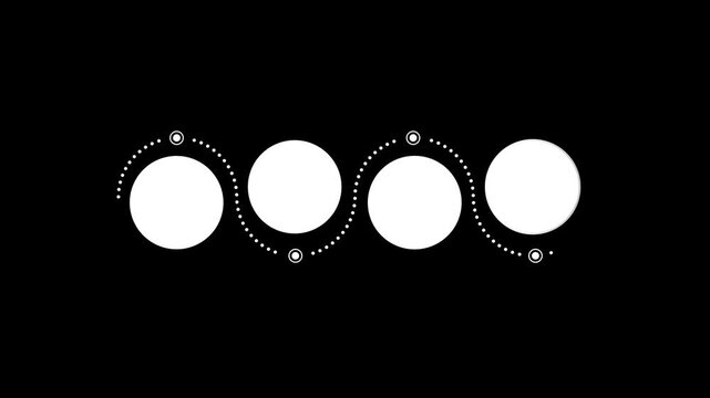 4 steps template. Moving banner with geometric mockup of business infographics with stages. Blank diagram visualization or process layout on alpha channel. Flat graphic animated footage