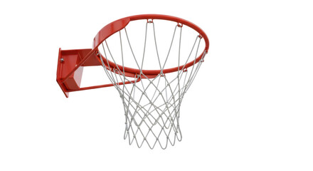 Modern Basketball Hoop with Metal Rim and Net Isolated on White