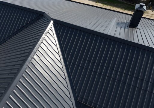 Dark Metal Roof with Clean Lines and Modern Design.	