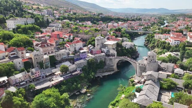 Mostar bridges over the Neretva River