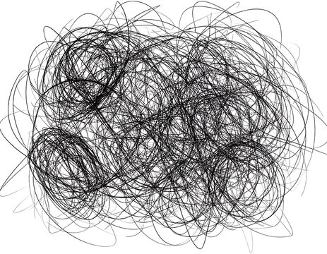 Abstract Black Scribble Lines on White Background.
