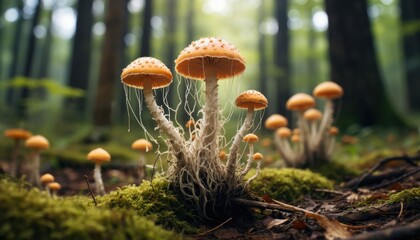 Fototapeta premium Forest Mushroom Cluster Macro