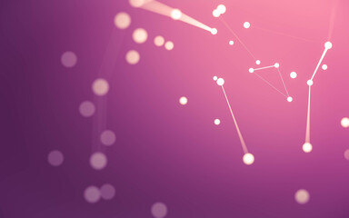 Fototapeta premium Abstract background. Molecules technology with polygonal shapes, connecting dots and lines. Connection structure. Big data visualization.