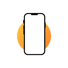 Minimal Smartphone Mockup Icon with Orange Circle Background