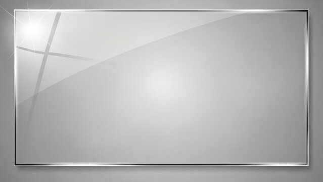 Empty silver screen with reflective surface and thin frame