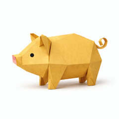 Origami Pig in View: The delicate lines and precise folds of this origami pig, a symbol of artistry and ingenuity, are presented with simple elegance.