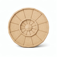 Cardboard Wheel : An overhead shot showcases the simplicity and aesthetic of a folded cardboard wheel. with geometric pattern design