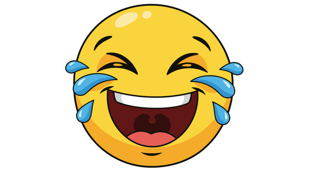 Laughing emoji with tears of joy isolated on white background