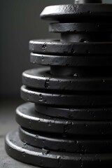 AI Generative. Stack of heavy iron weight plates for gym workout. 3