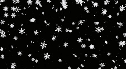 Snowflakes Falling Against a Dark Background, Winter Wonderland Scene