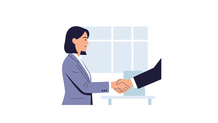 Professional handshake in office setting with business attire