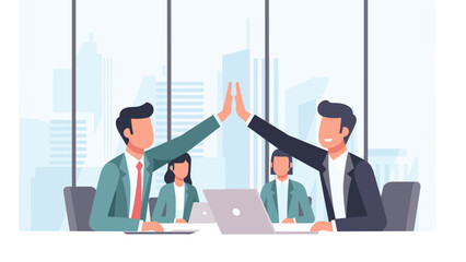 Fototapeta premium Business team collaboration in modern office setting
