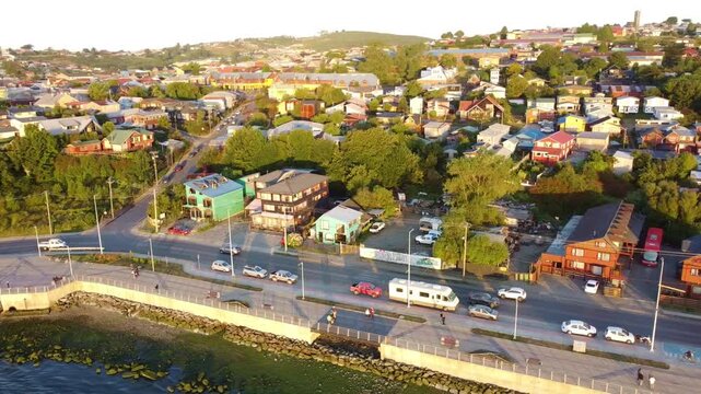 Ancud Waterfront Promenade, Coastal View and Seascape, Chiloe Island, Chile